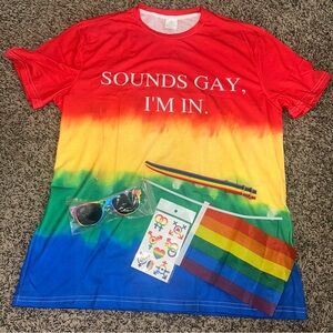 Rainbow Pride T-Shirt with Accessories